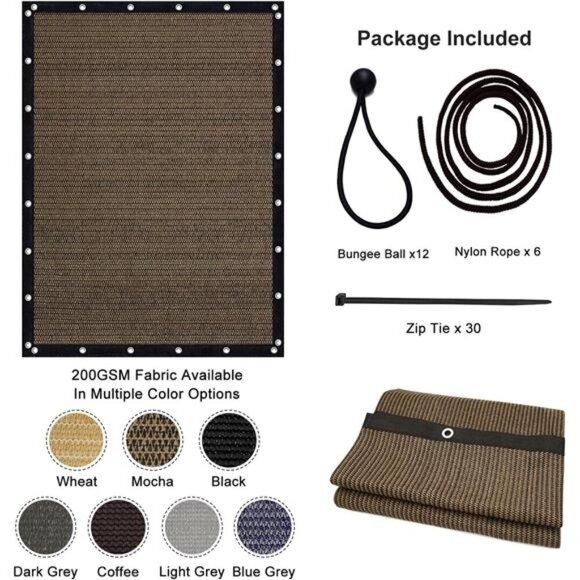 Pergola Shade Cover 8'X12' Outdoor Sun Shade Cloth with Grommets Shade Tarp - Picture 3 of 6